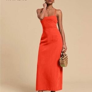 orange Midi  Dress XL